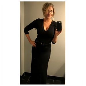 Black 3/4 Sleeve Maxi Dress